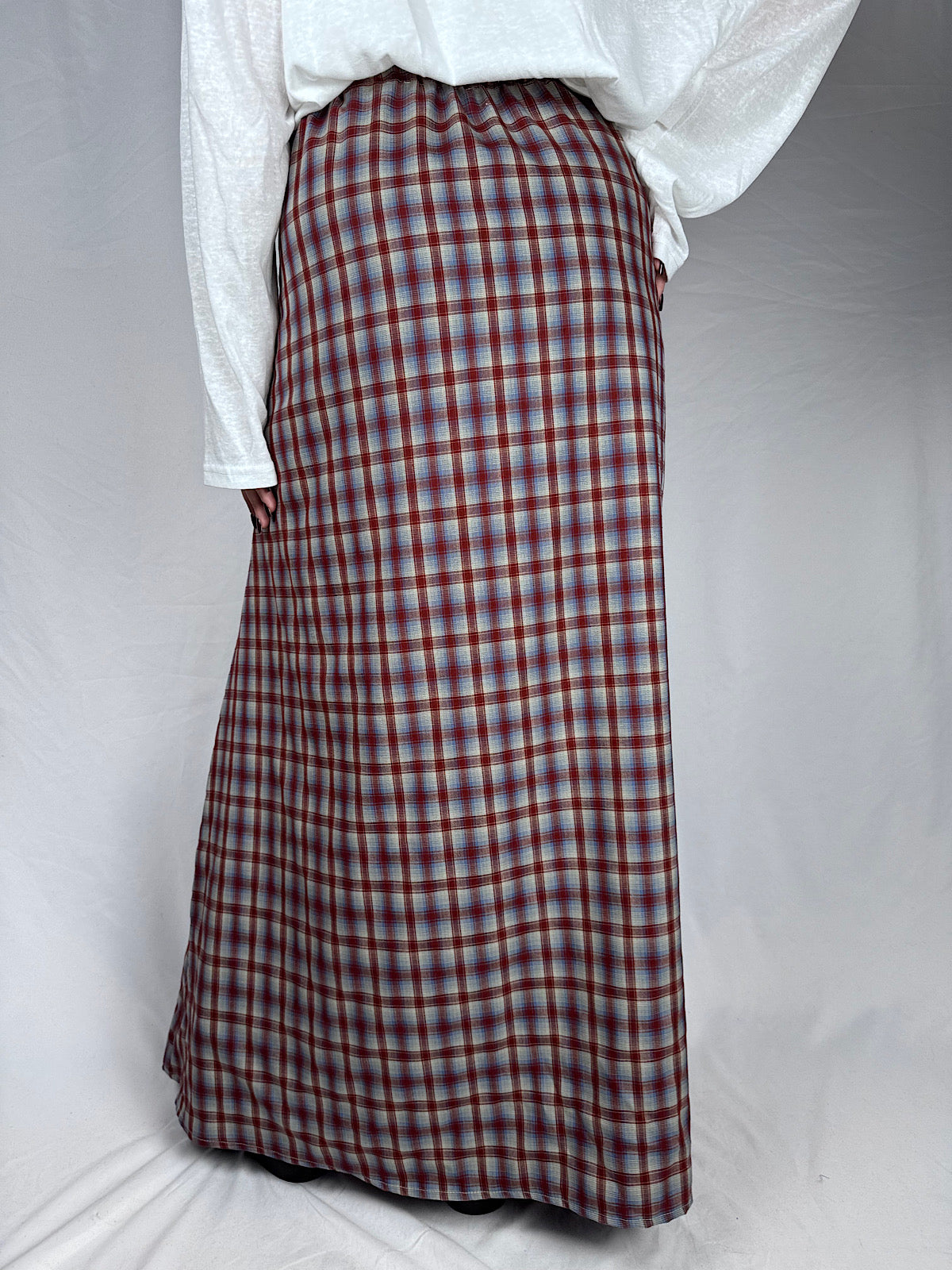 Gonna Lunga Check con Nodo Camicia HaveOne Bordeaux