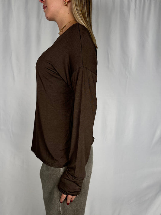 Maglia a Manica Lunga Marrone SusyMix