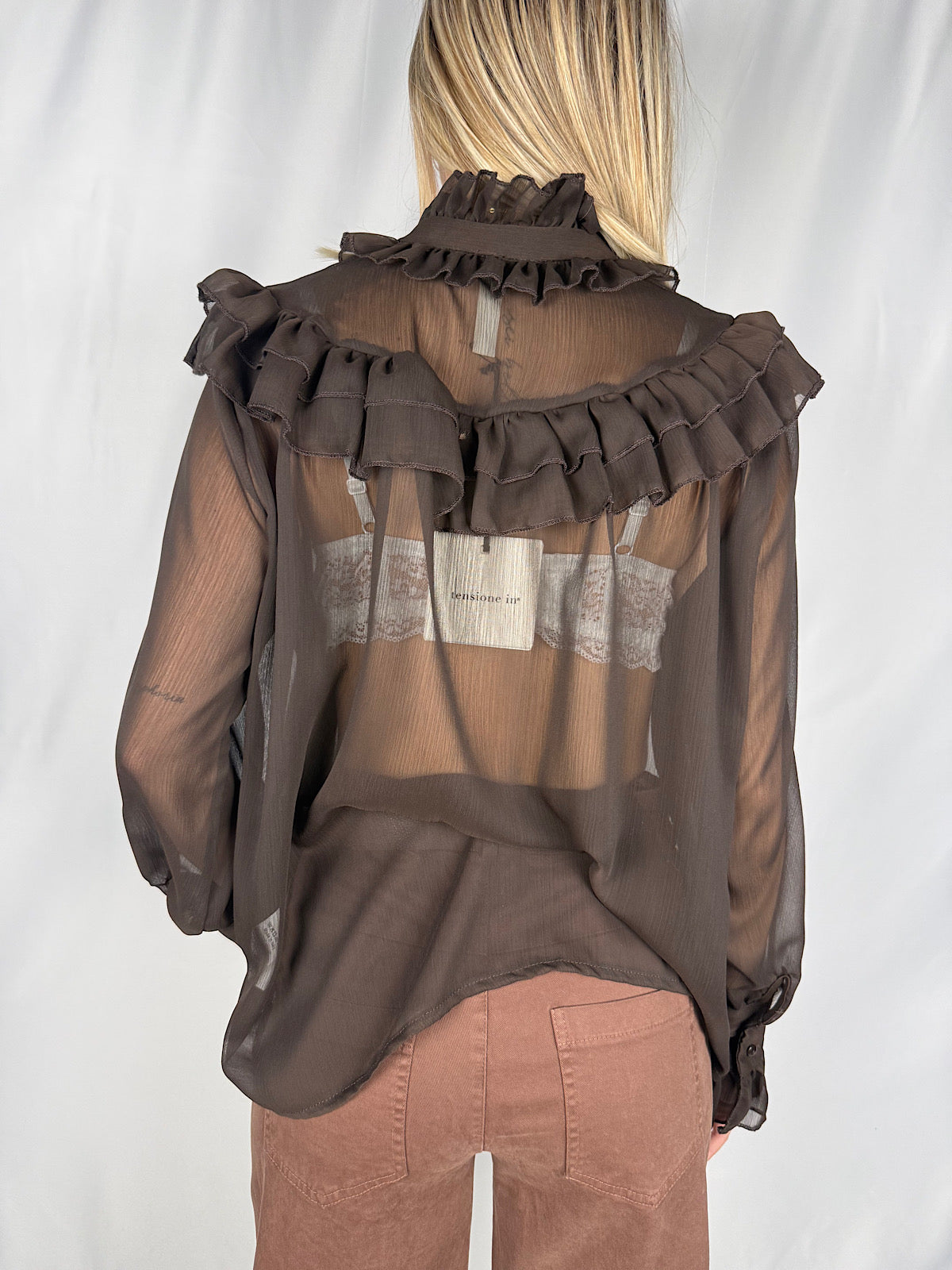 Camicia con Rouches Tensione-In Moro