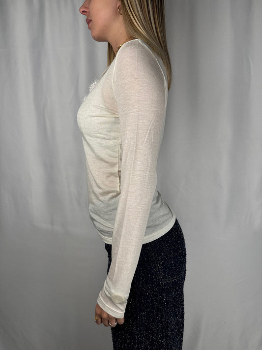 Maglia Misto Chachemere con Pizzo Panna SusyMix