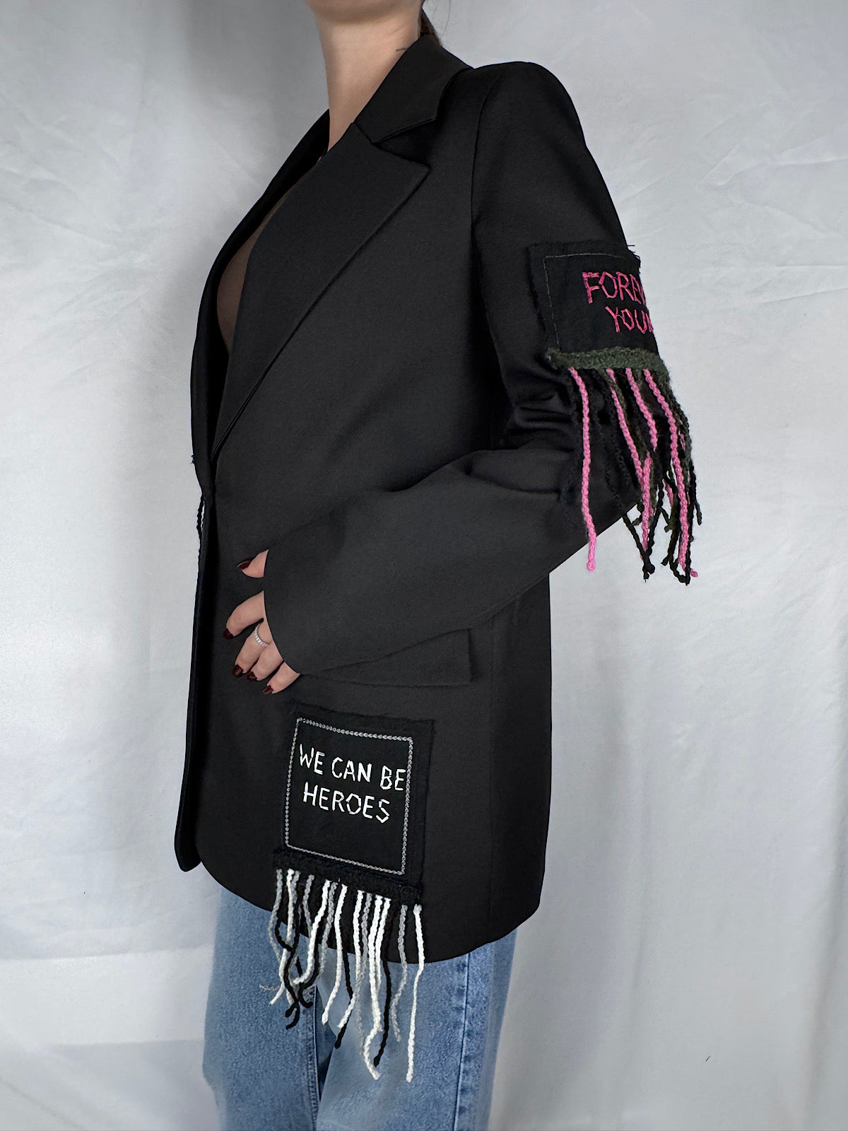 Blazer con Patch e Frange Vicolo Nero