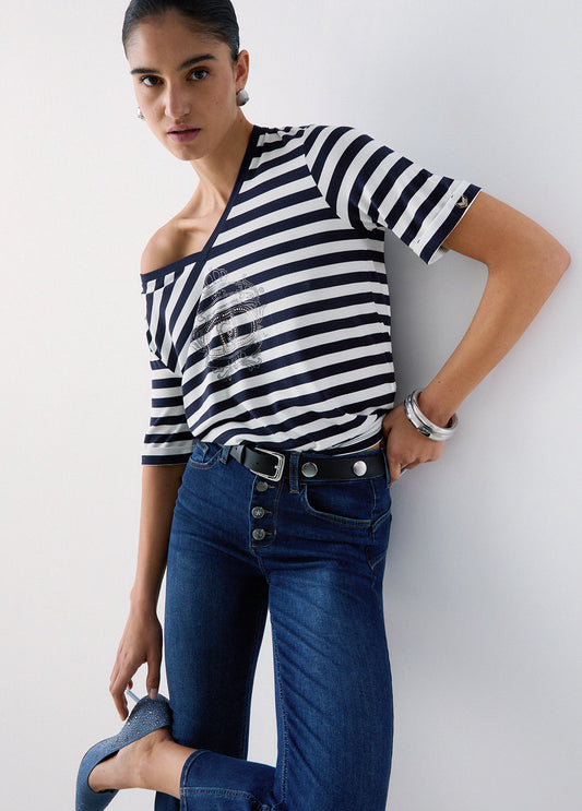 T-shirt a Righe Blu Liu Jo