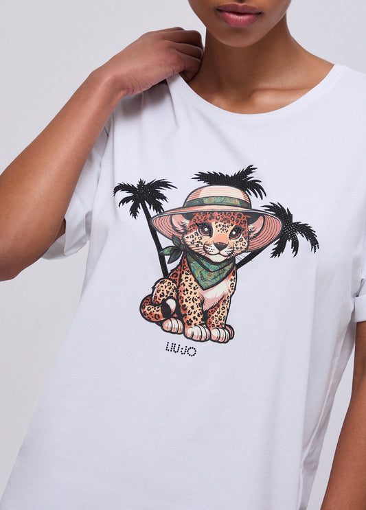 T-Shirt Con Stampa Liu.Jo Naturale