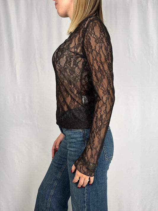 Maglia Pizzo Marrone Armonia