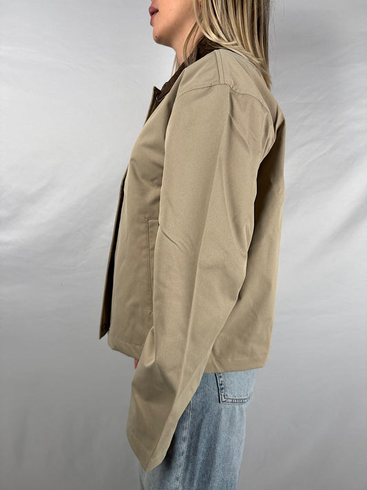 Trench con Colletto Velluto Marrone JJXX