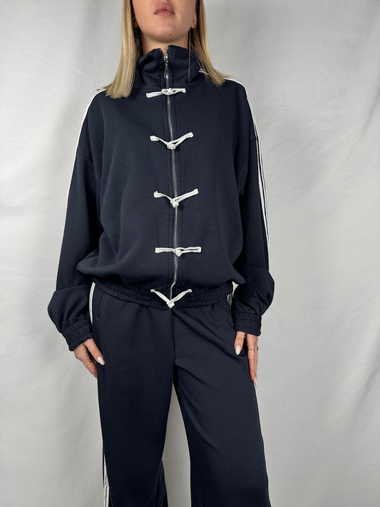 Felpa con Alamari Blu Tensione-In