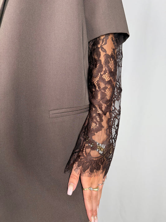 Giacca con Maniche in Pizzo Marrone Vicolo