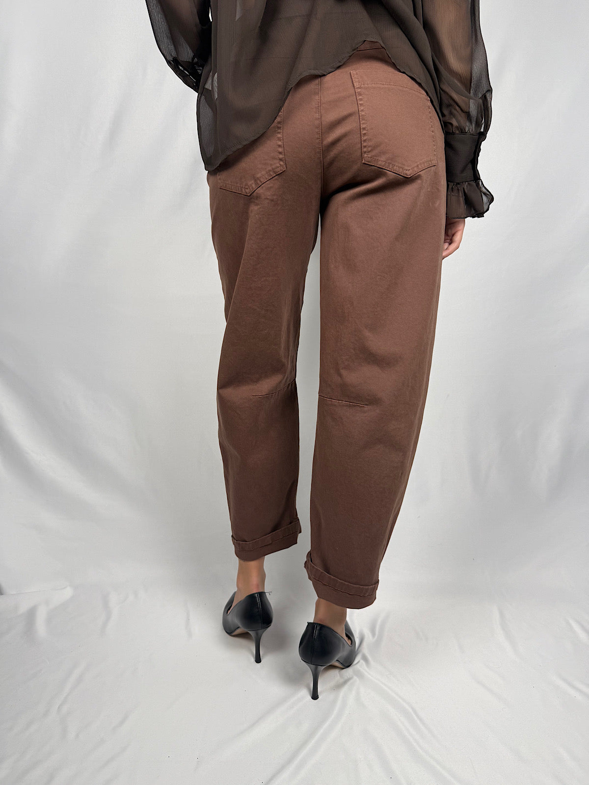 Pantalone con Cintura Tensione-In Cioccolato