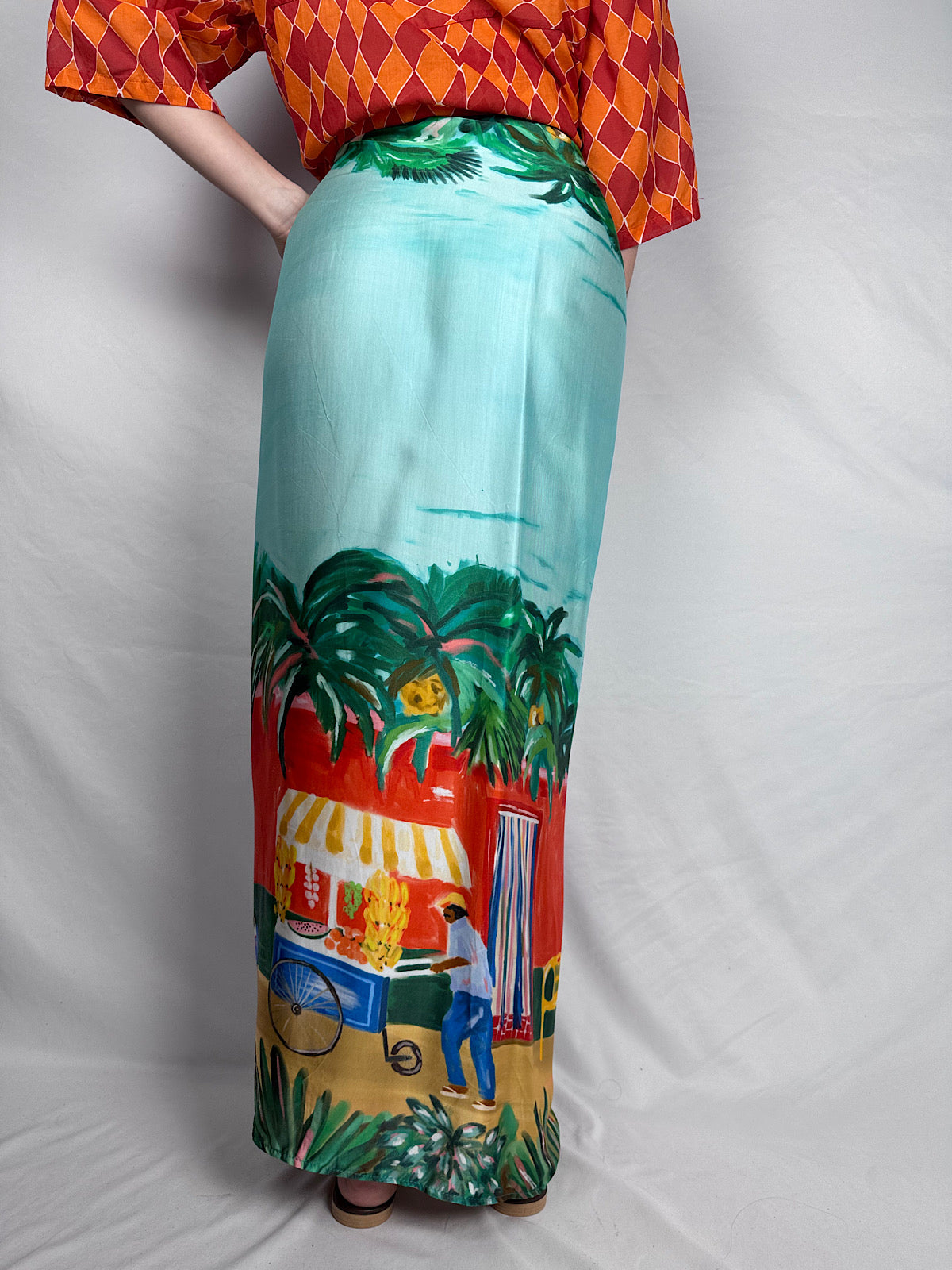 Gonna Pareo Lunga Tensione In Fantasia Tropicale