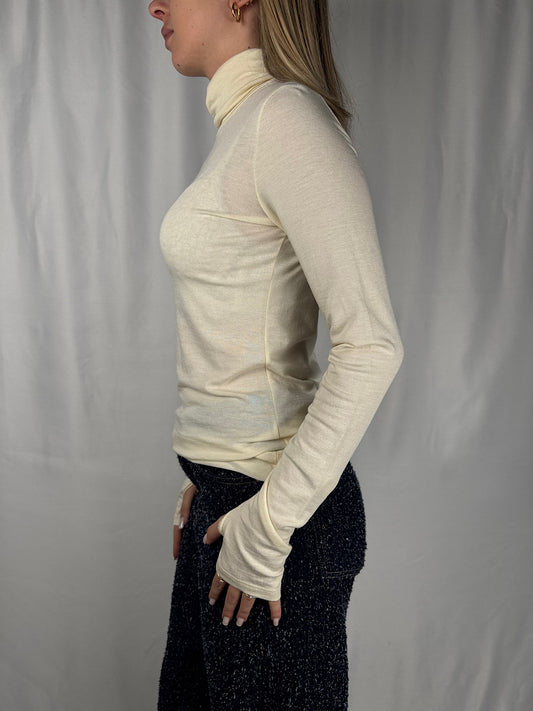 Maglia Manica Lunga a Collo Alto Bianca Vicolo