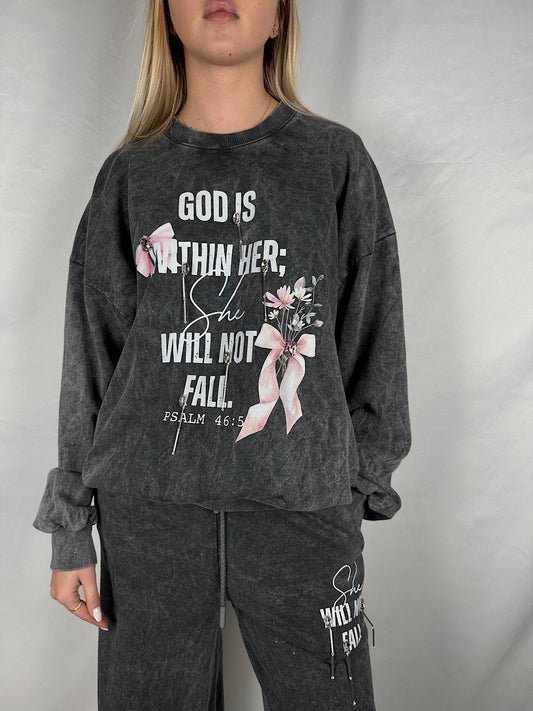 Felpa con Stampa Antracite Vicolo