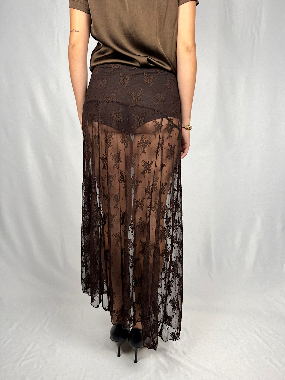 Gonna in Pizzo con Culotte Vicolo Marrone