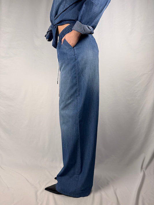 Pantalone Effetto Jeans in Chambray Vicolo