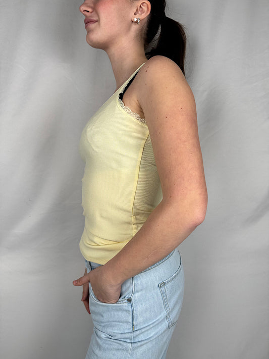 Canotta Costine Dettaglio Pizzo Armonia Giallo