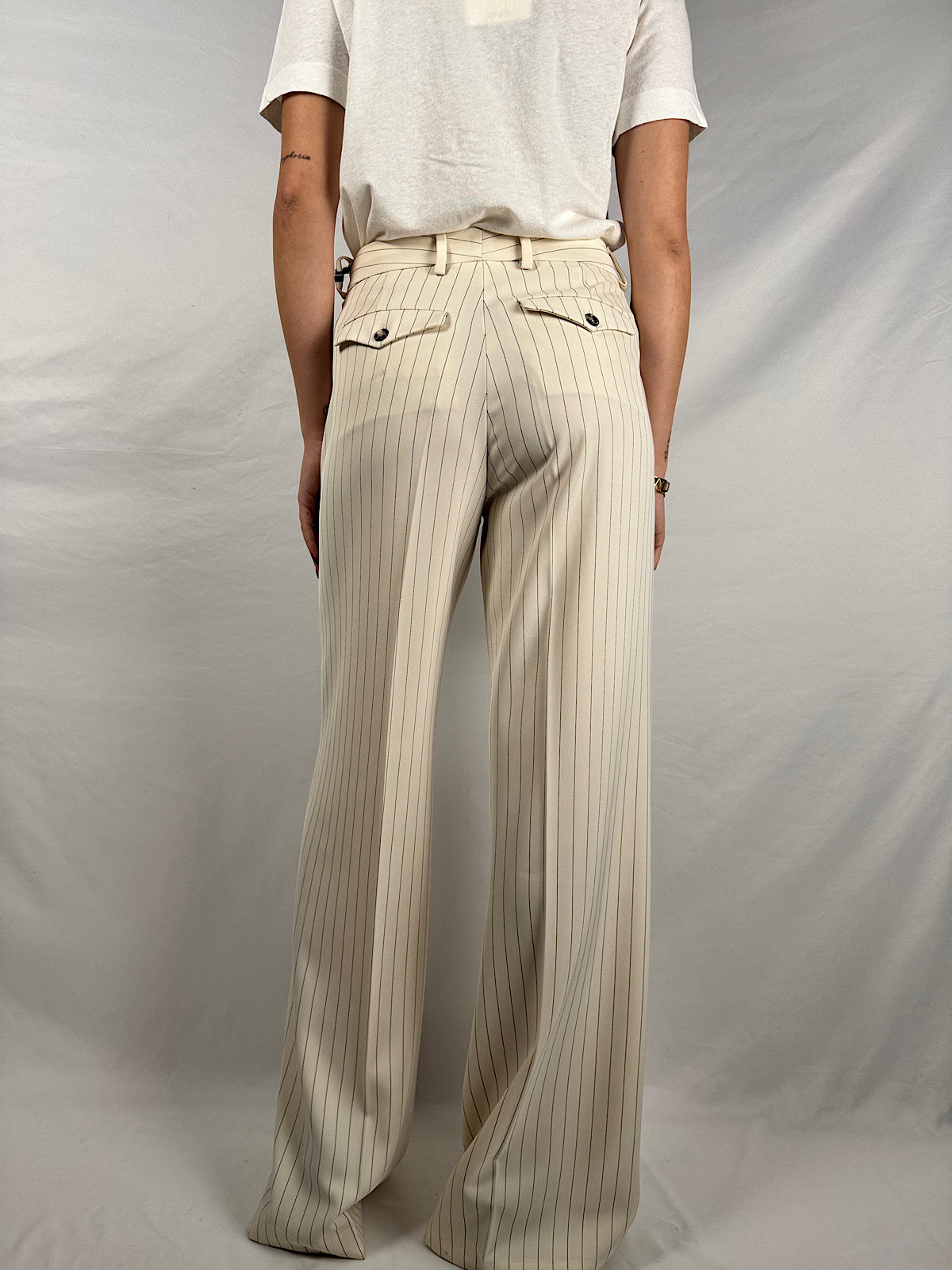 Pantalone Gessato Bianco Vicolo