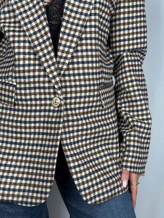 Giacca Monopetto Tensione-In a Quadri marrone e blu e beige