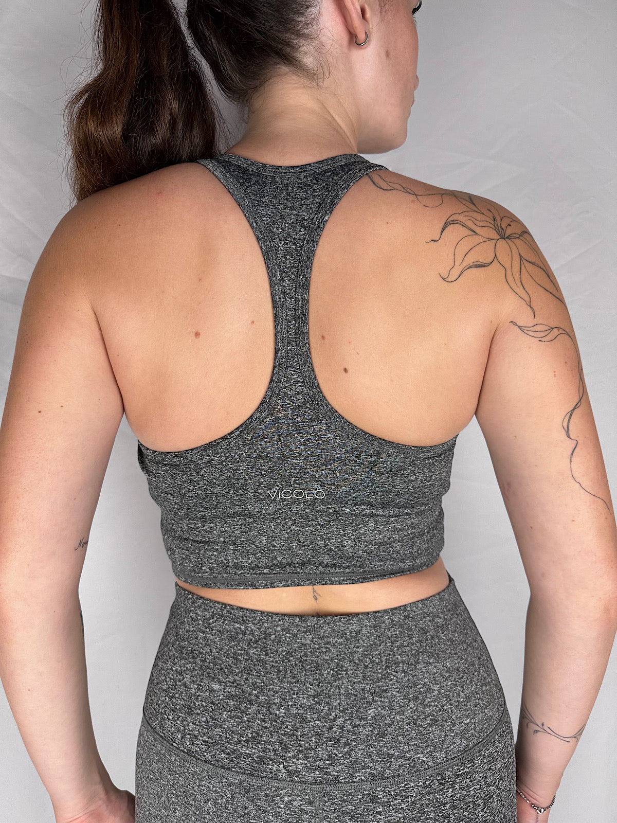 Top Fitness con Reggiseno Integrato Vicolo Grigio Medio Melange