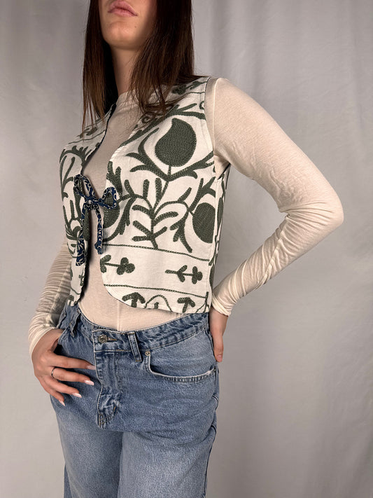 Gilet Reversibile con Fiocchetti Burro