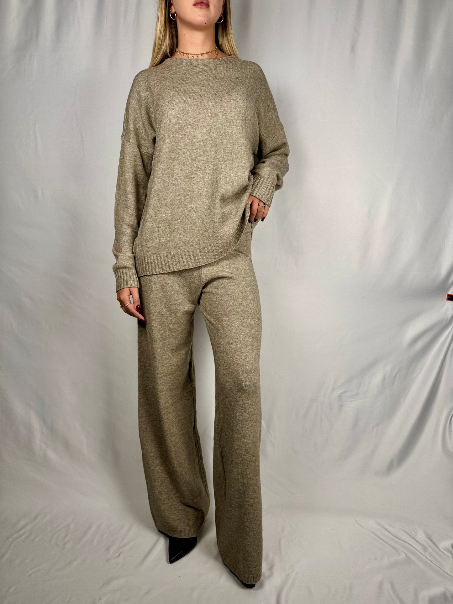 Tuta Maglia e Pantalone Beige Mélange Armonia