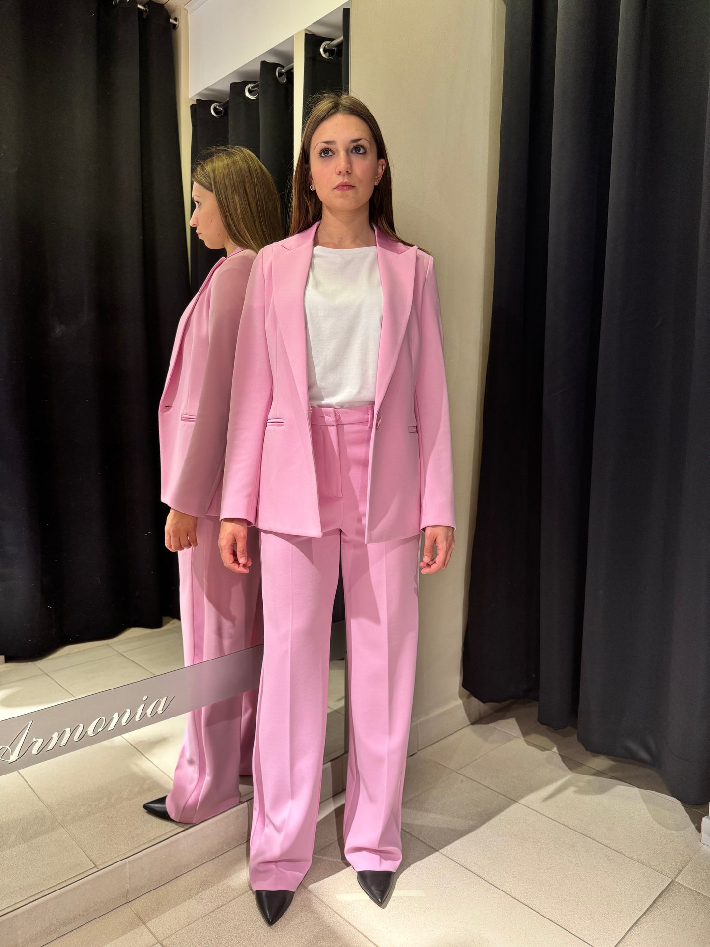Pantalone Con Banda In Raso Rosa