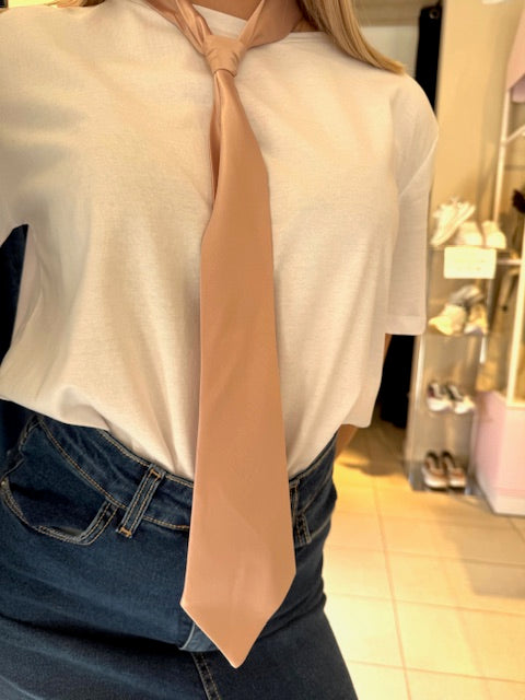 Cravatta Effetto Satin Cipria
