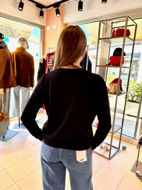 Cardigan Bottoni Gioiello Nero