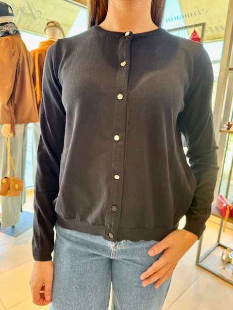 Cardigan Bottoni Gioiello Nero
