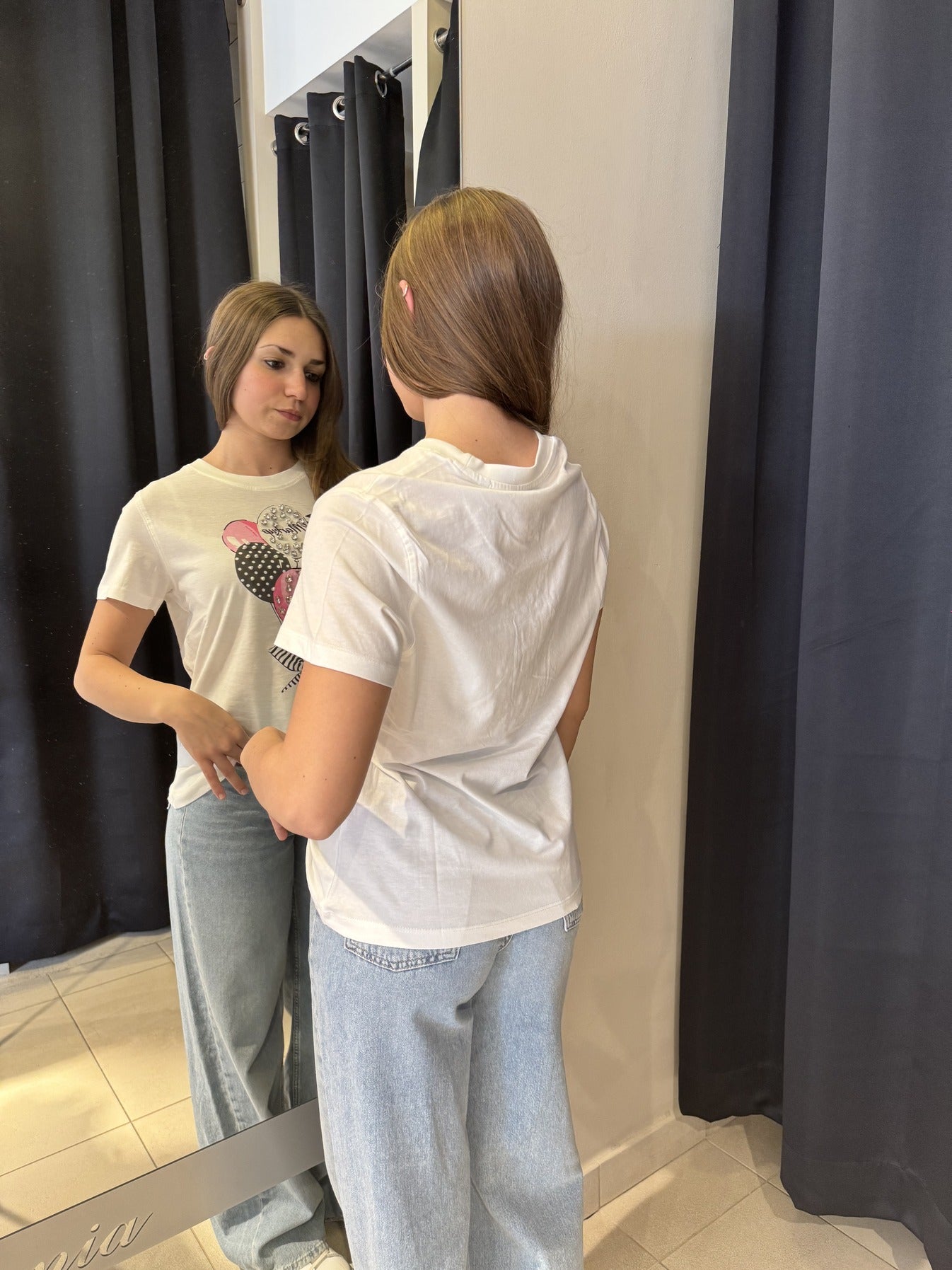 T-Shirt Bianca Con Stampa Palloncini E Cabochon