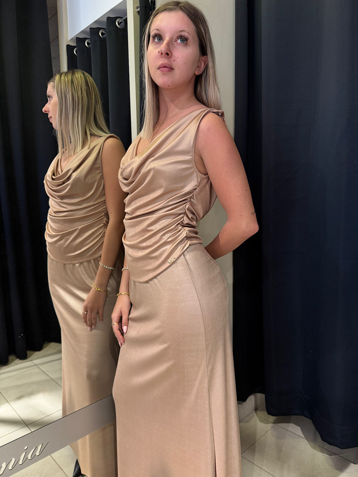 Top Markup Con Drappeggio Oro