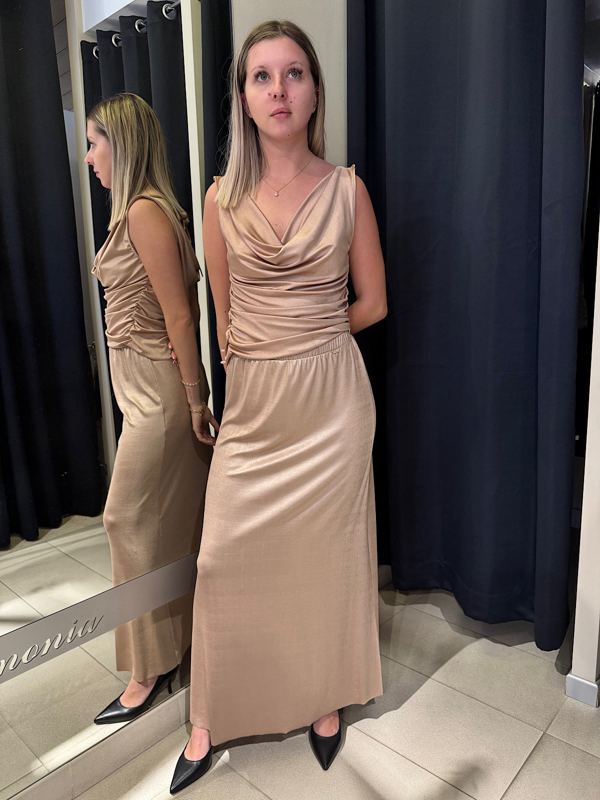 Top Markup Con Drappeggio Oro