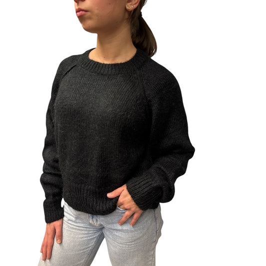 Maglia Corta Mohair Girocollo Nera