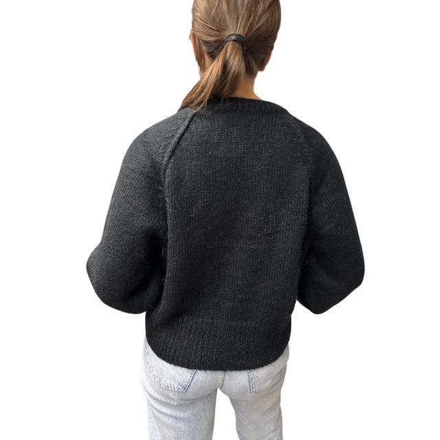 Maglia Corta Mohair Girocollo Nera