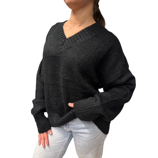 Maglia Mohair Scollo V Nera