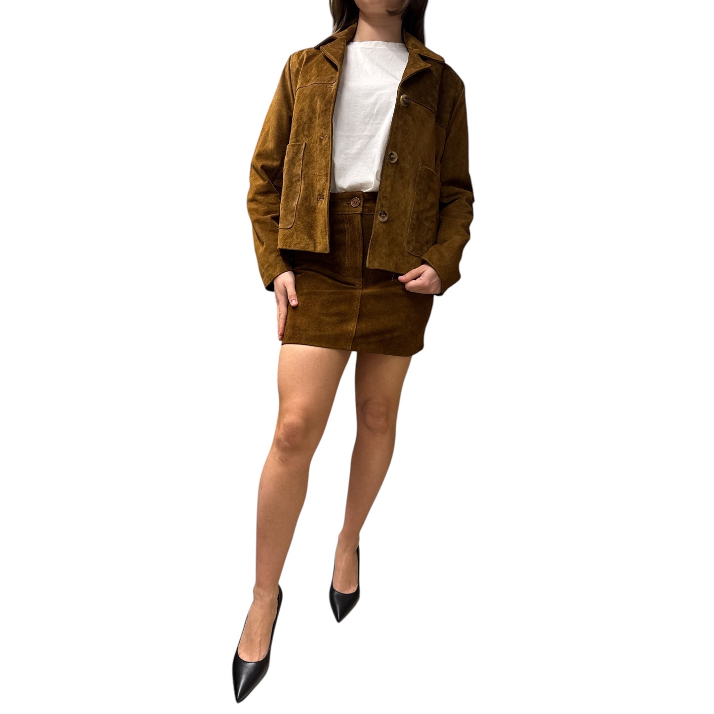 Gonna Mini In Vera Pelle Cognac
