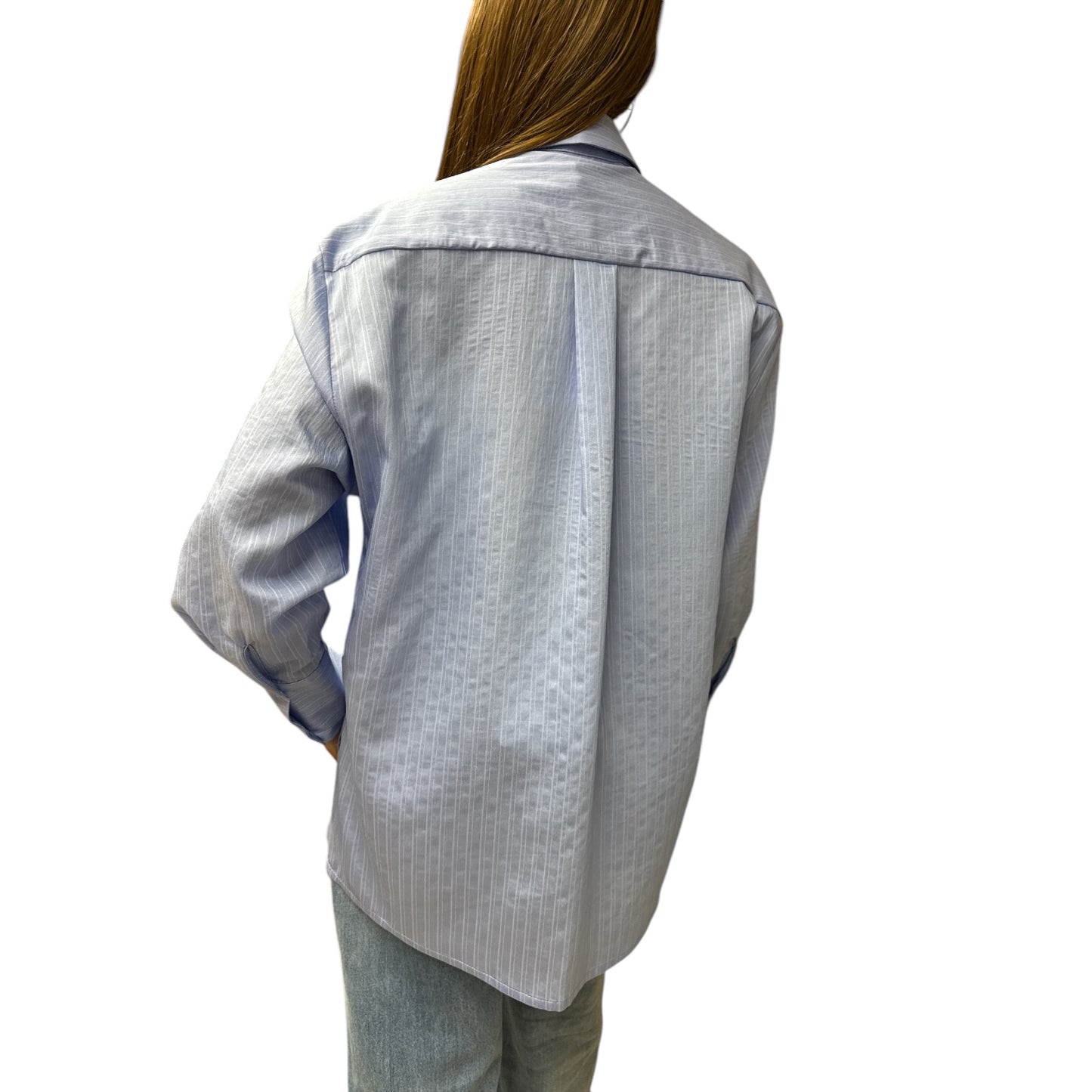 Camicia Celeste Con Applicazioni Strass