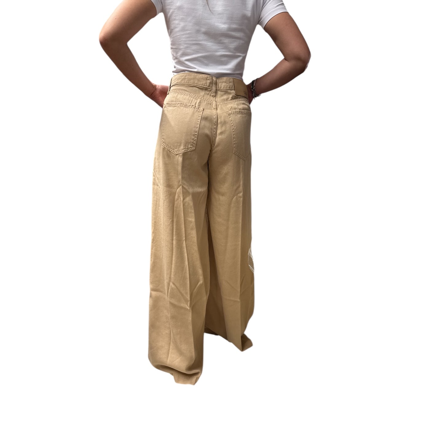 Jeans Madison Con Piega Beige