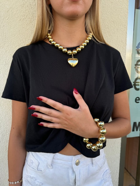 Collana in Perle Dorate Abbigliamento Armonia