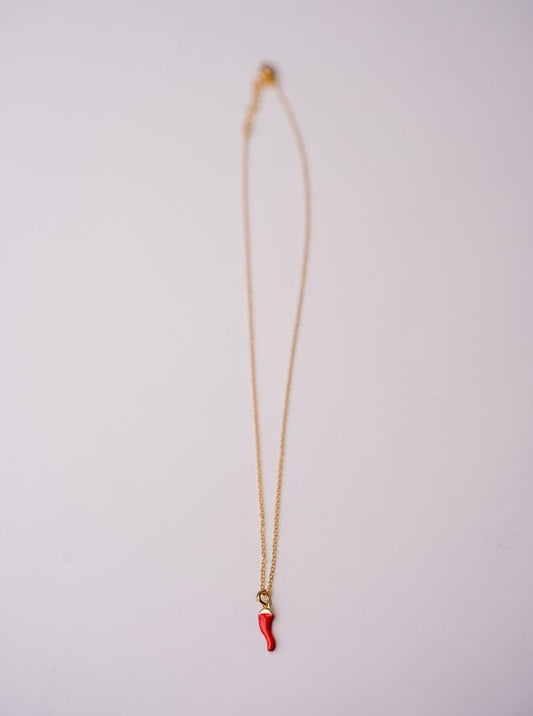 Girocollo Oro Cornetto rosso