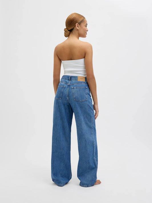 Jeans Wide High Waist Denim Medio