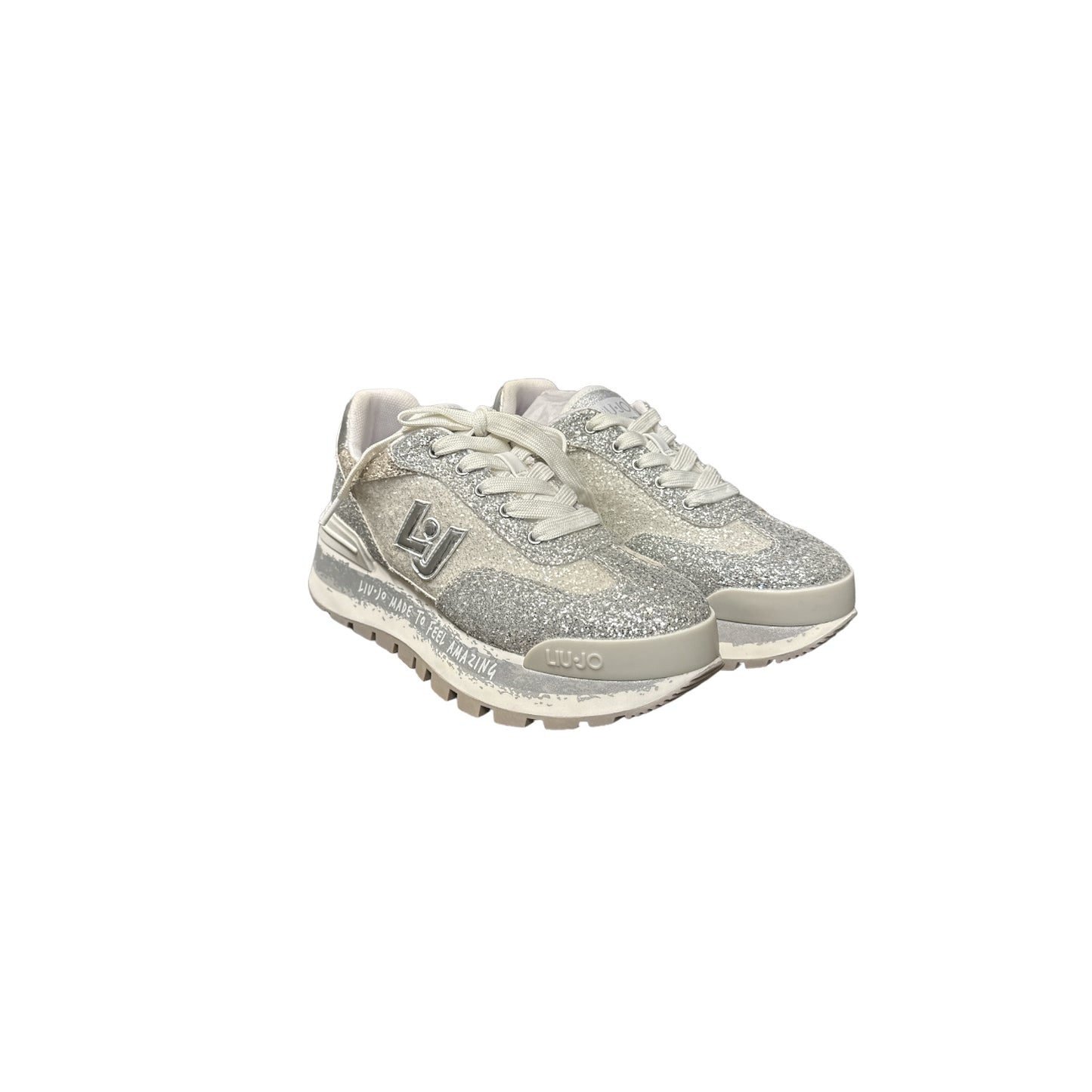 Sneakers Glitter Argento Platform