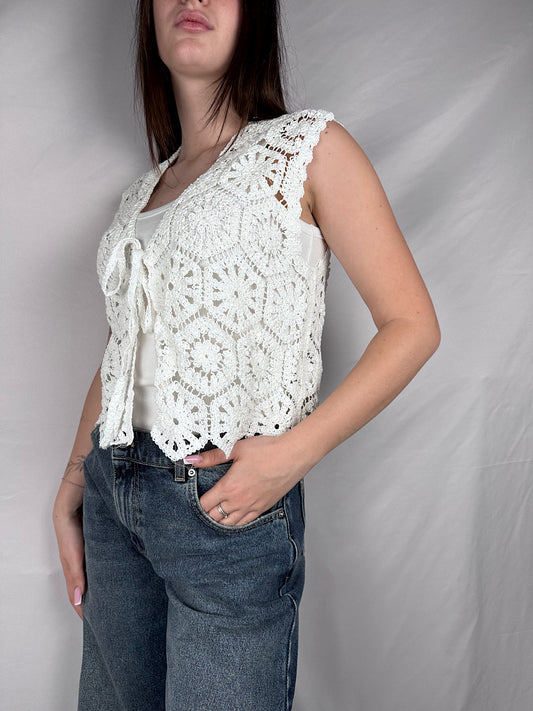 Gilet Crochet Susy Mix Bianco