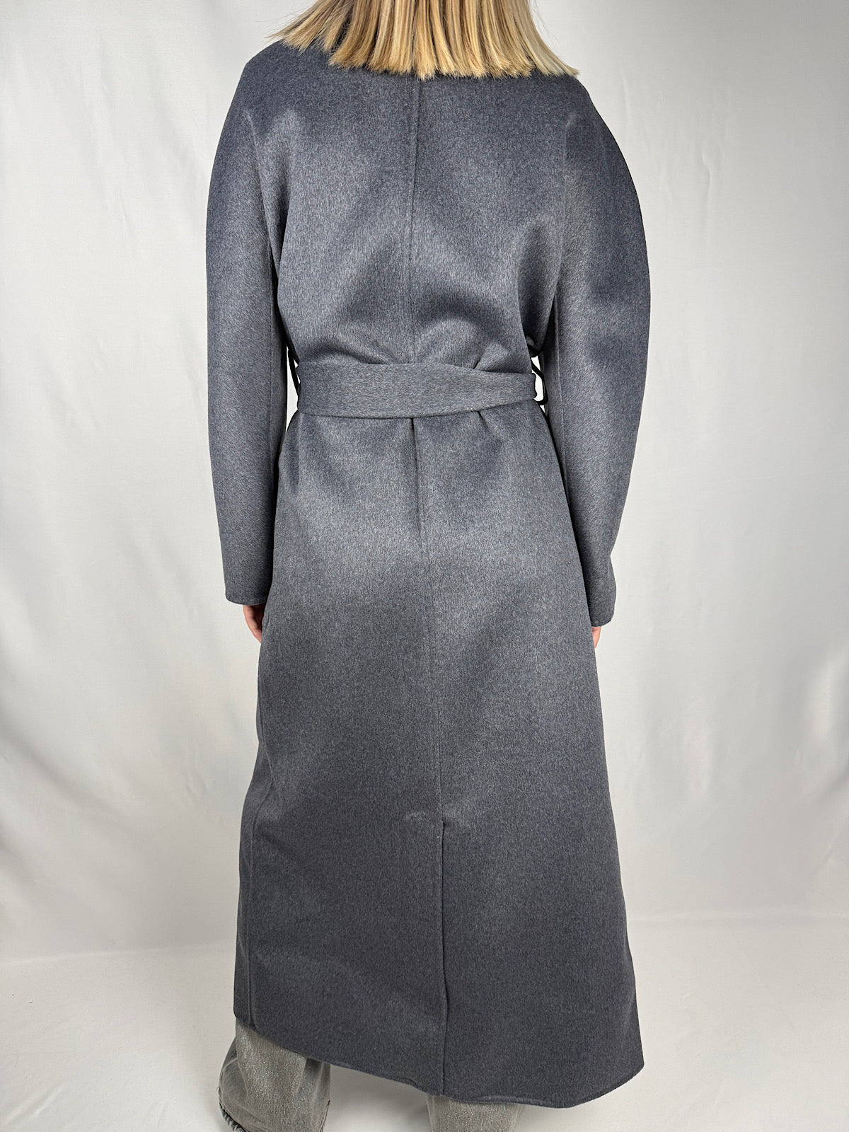 Cappotto Lungo con Cintura Vicolo Hand Made Grigio Scuro