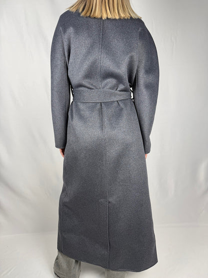 Cappotto Lungo con Cintura Vicolo Hand Made Grigio Scuro