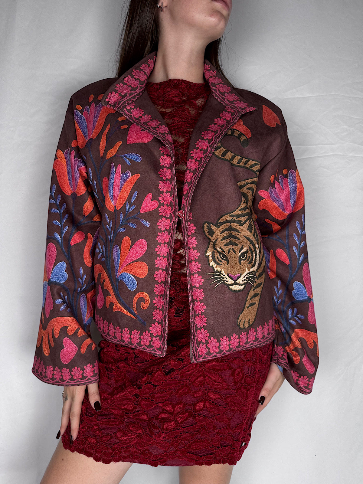 Bomber "Nomad" HaveOne Tigre Effetto Ricamo Prugna