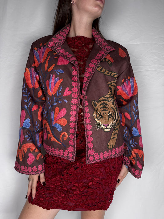 Bomber "Nomad" HaveOne Tigre Effetto Ricamo Prugna