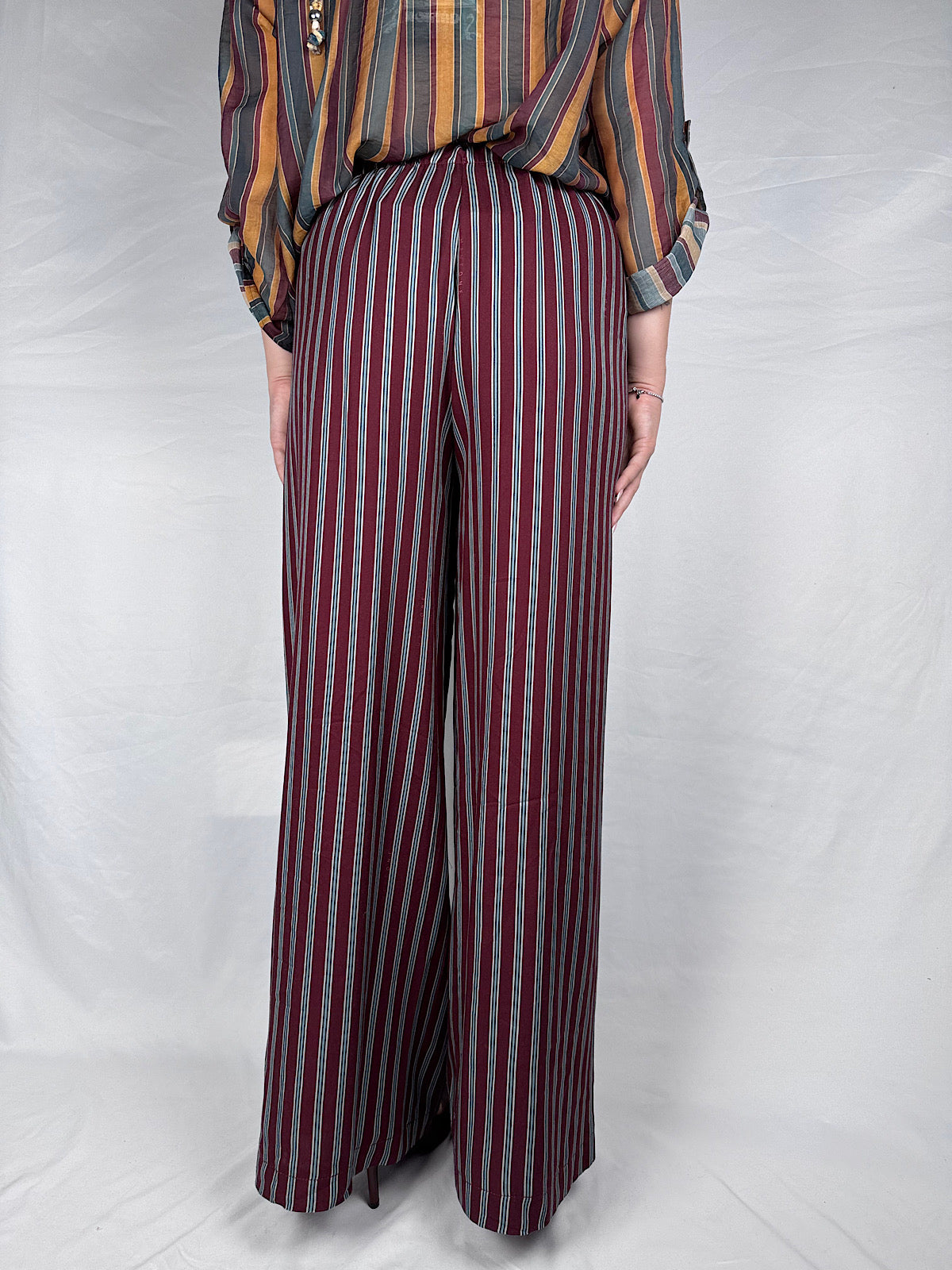 Pantalone Rigato con Elastico “Nomad” Haveone Bordeaux