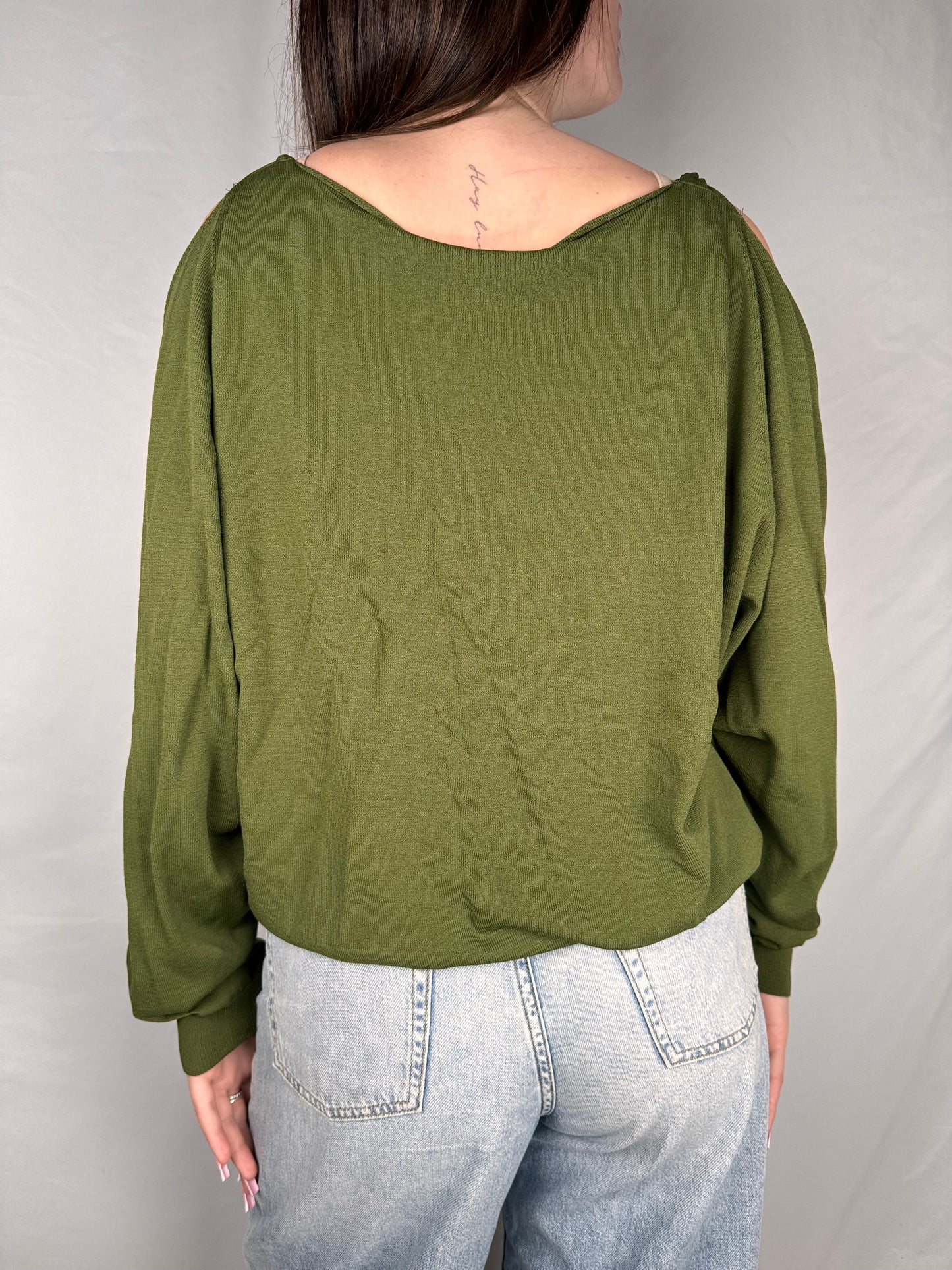Maglia con Cut Out Spalle Vicolo Verde Militare