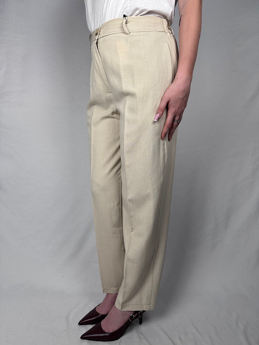 Pantalone Carrot in Viscosa Lino Vicolo Burro