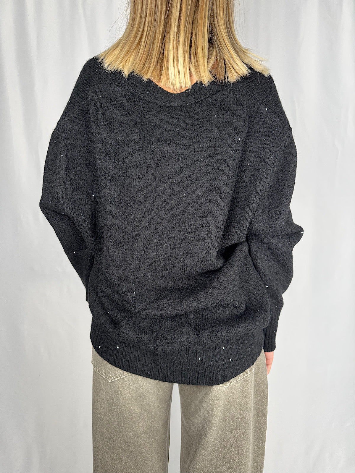 Cardigan con Pailletes Nero SusyMix