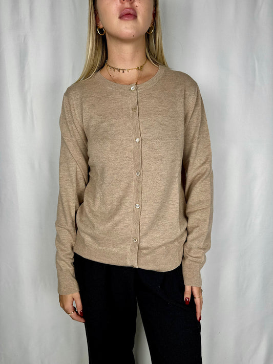 Cardigan Girocollo Beige Vicolo